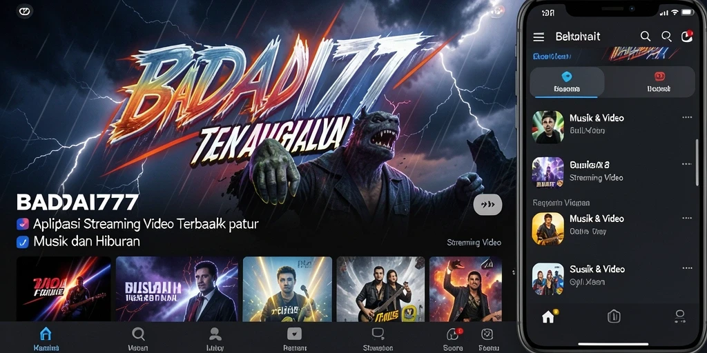 Tampilan antarmuka aplikasi BADAI777 untuk Streaming Video yang menarik dan mudah digunakan.