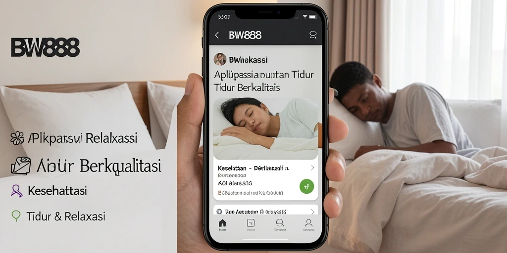 Tampilan antarmuka aplikasi BW888 untuk tidur dan relaksasi.