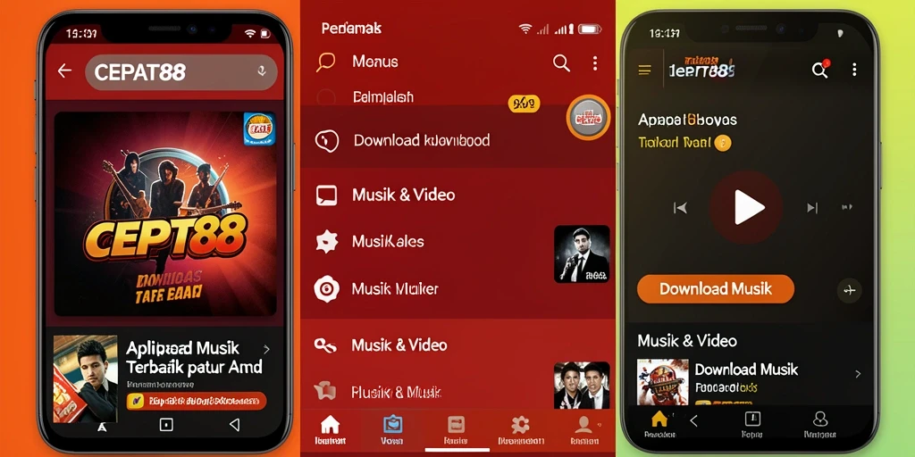 Tampilan antarmuka aplikasi CEPAT88 yang memudahkan download musik.