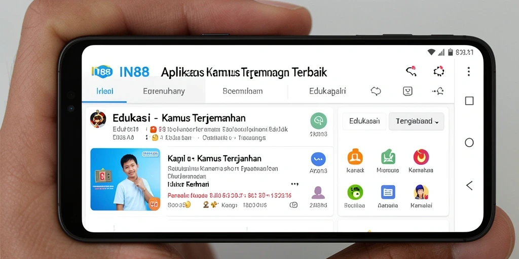 Tampilan antarmuka pengguna IN88 yang intuitif untuk Kamus Terjemahan.