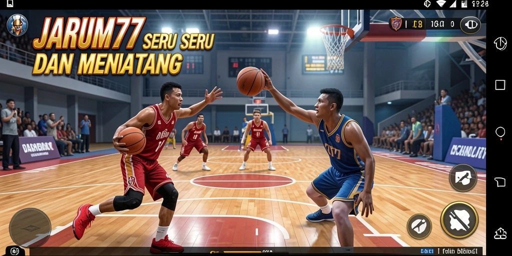 Screenshot utama JARUM77 menampilkan aksi dan grafik permainan basket.