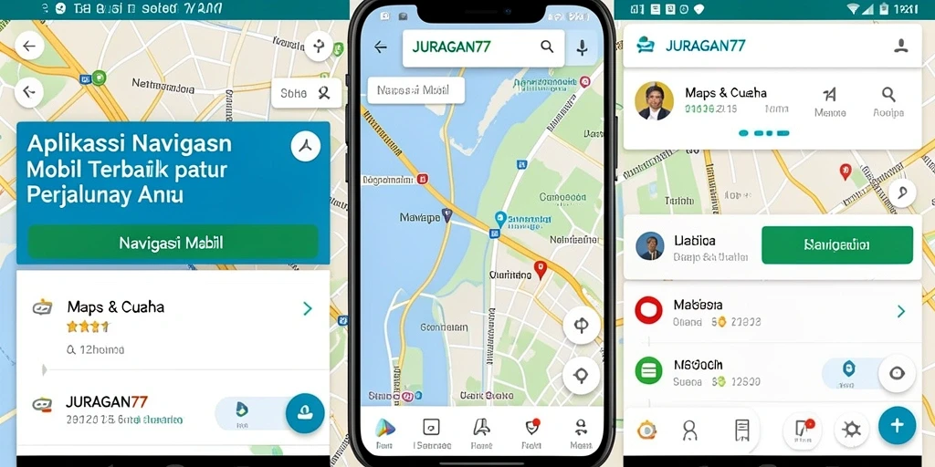 Tampilan antarmuka JURAGAN77 untuk navigasi mobil yang praktis.