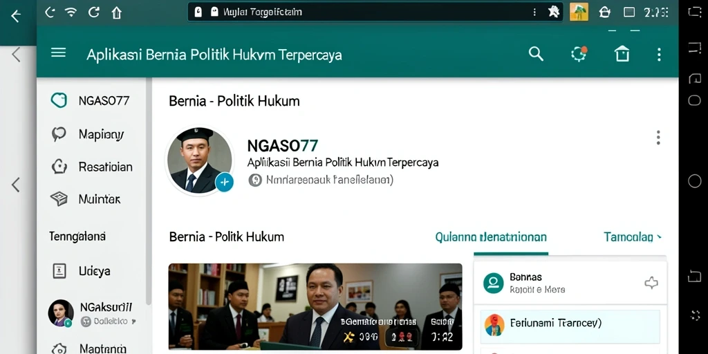 Antarmuka NGASO77 yang informatif dan menarik untuk berita politik hukum.