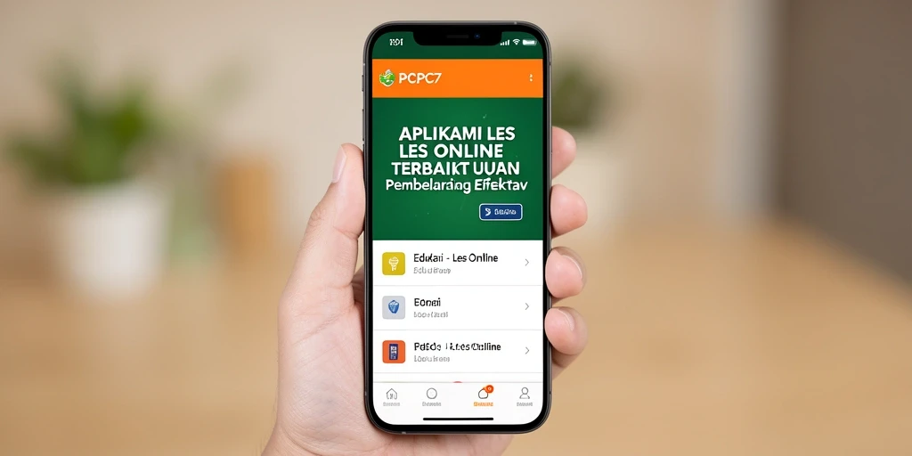 Antarmuka aplikasi PCPC7 yang user-friendly untuk les online.