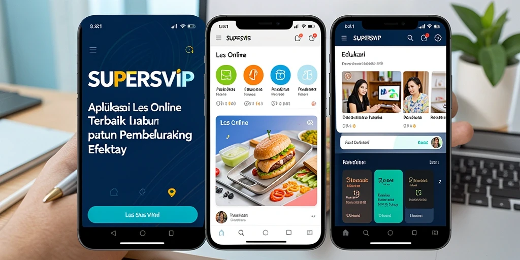 Tampilan antarmuka aplikasi Les Online SUPERSVIP yang menarik dan mudah digunakan.