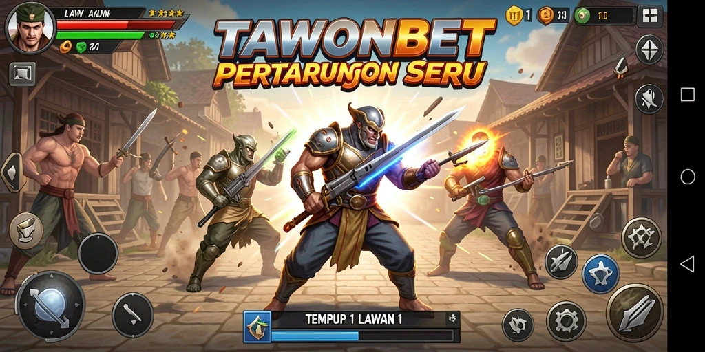 Tampilan antarmuka TAWONBET saat pertarungan 1 Lawan 1.