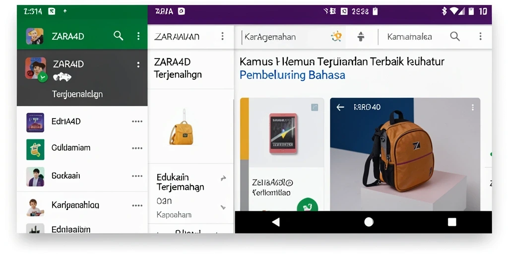 Tampilan antarmuka modern ZARA4D dalam fungsi Kamus Terjemahan.